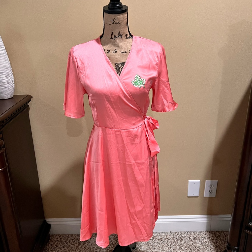 AKA Sorority Elegant Pink Wrap Dress